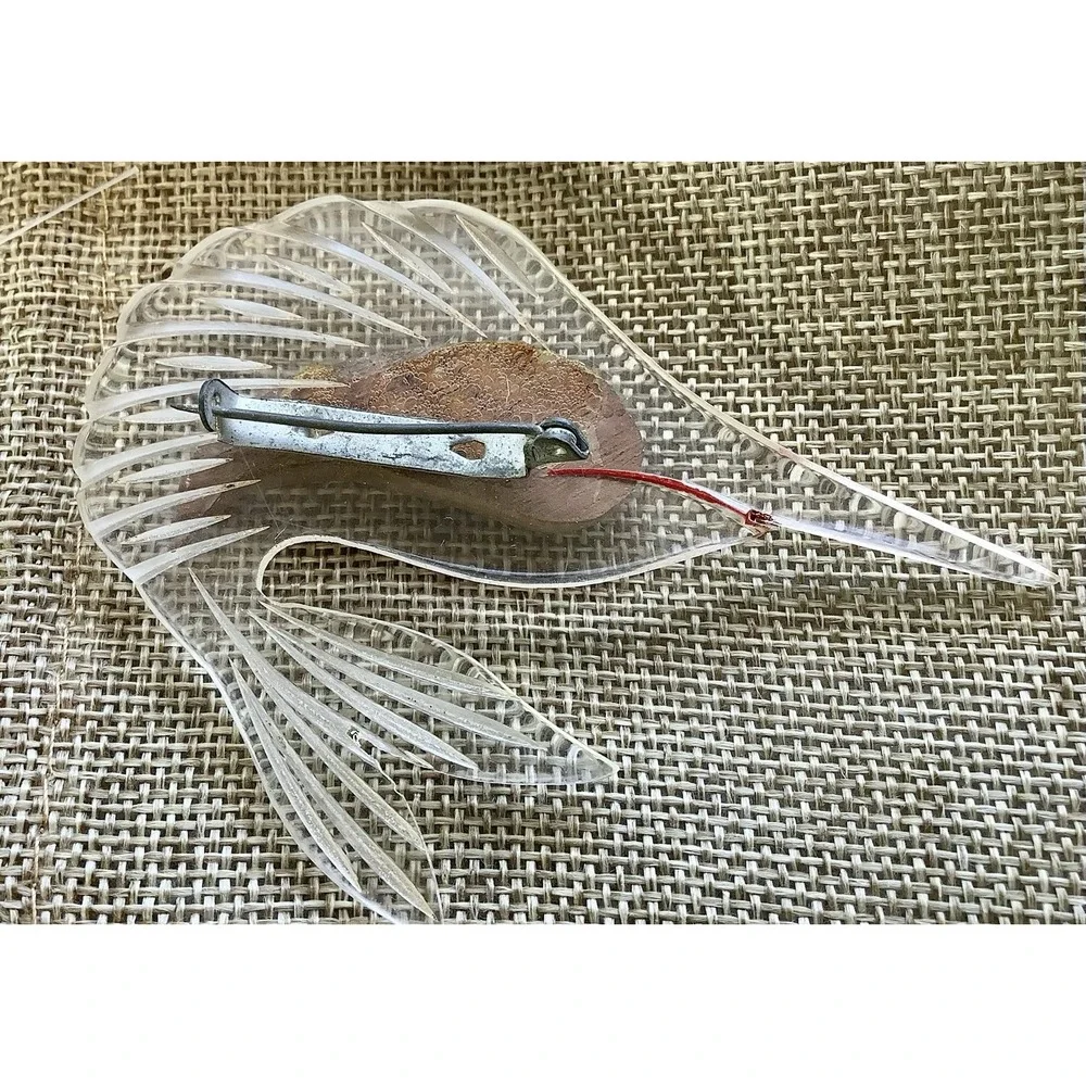 Vintage 1950's Lucite & Wood Swordfish Brooch Unique!